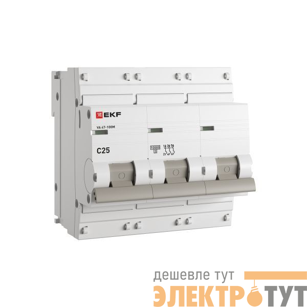 Выключатель автоматический модульный 3п C 25А 10кА ВА 47-100M без теплового расцеп. PROxima EKF mcb47100m-3-25C-pro