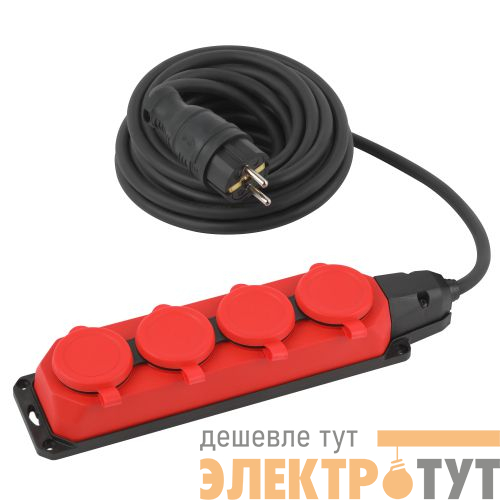 Удлинитель 4х5м с заземл. IP44 КГ 3х1.5 каучук UK-4e-3x1.5-5m-IP44(KG) Эра Б0057585