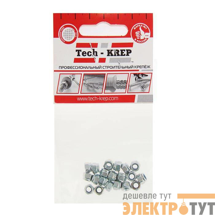 Гайка DIN985 самоконтрящаяся М4 оцинк. (уп.20шт) Tech-KREP 103029
