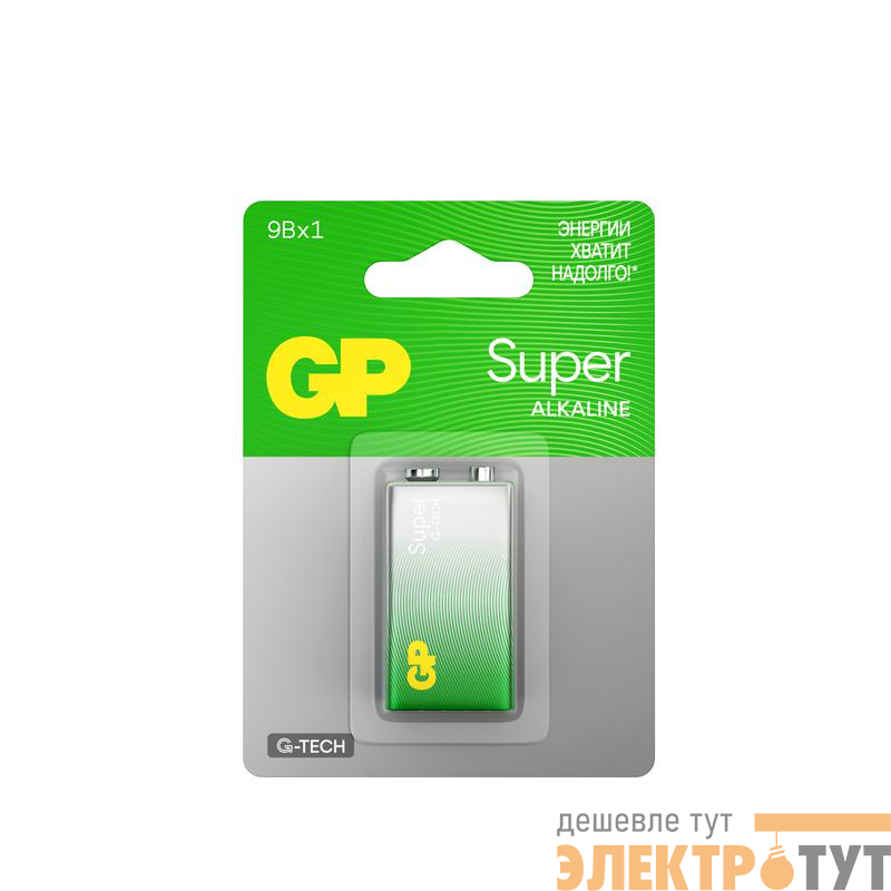 Элемент питания алкалиновый "крона" 6LR61 9В Super Alkaline G-Tech 1604AA21-5CRSBC1 10/200 (блист.1шт) GP 1219