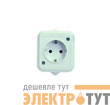 Розетка 1-м ОП 16А IP44 с заземл. п/герм. бел. Makel 18308