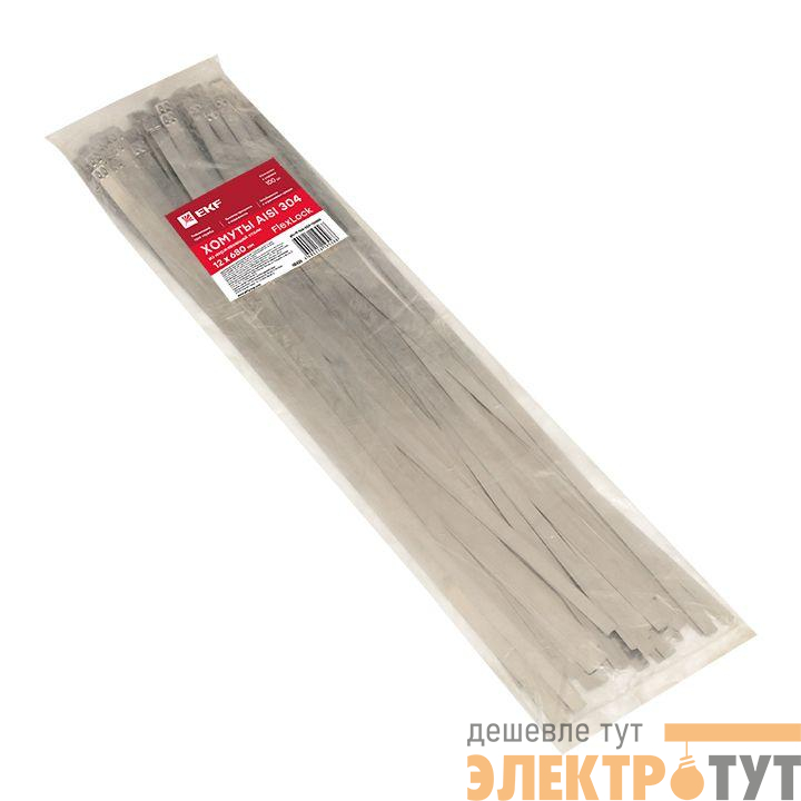 Хомут AISI 304 12х680 нерж. сталь FlexLock (уп.100шт) PROxima EKF plc-fl-tss-304-12x680