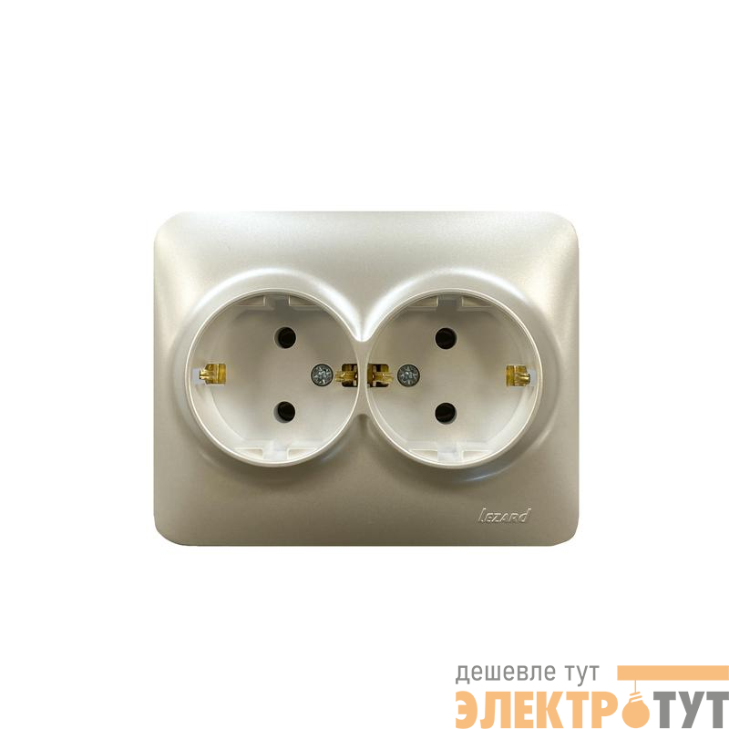 Розетка 2-м СП ASTI 16А IP20 с заземл. термопласт жемчуж./бел. перламутр. LEZARD 7081-3000-127B