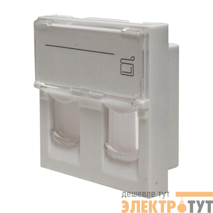 Панель лицевая 2 порта 45х45 Keystone шторки откидное маркировочное окно SUPRLAN 10-0302