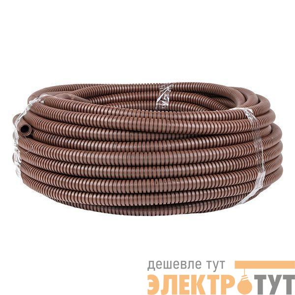 Труба гофрированная ПВХ d16мм с протяжкой темн. дерево (уп.25м) Plast PROxima EKF tg-z-16d