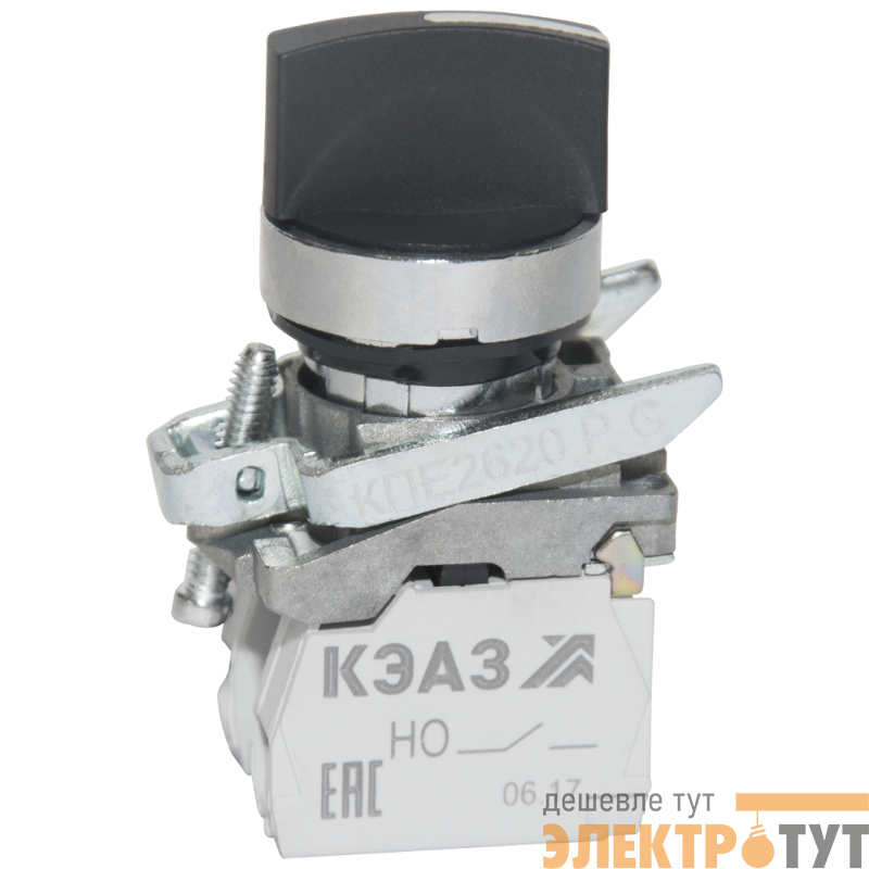 Переключатель КПЕ2620РС 2но+0нз ручка фикс 3поз IP65черн. КЭАЗ 248266