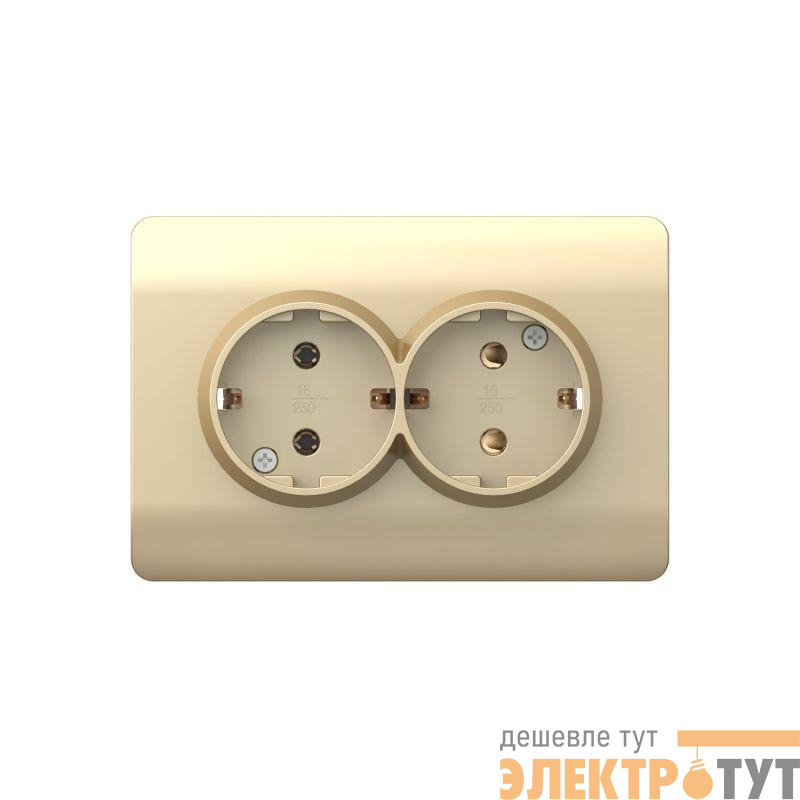 Розетка 2-м NEW3-E с заземл. защ. шторки 16А шампань CHINT 431418
