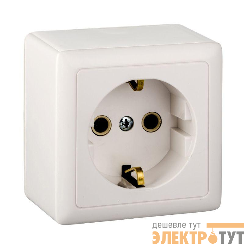 Розетка 1-м ОП Хит 16А IP20 250В с заземл. без защ. шторок с изолир. пластиной бел. SE RA16-133I-B