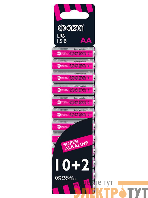 Элемент питания алкалиновый AA/LR6 1.5В Super Alkaline SBL-10+2 (уп.12шт) ФАZА 2854582