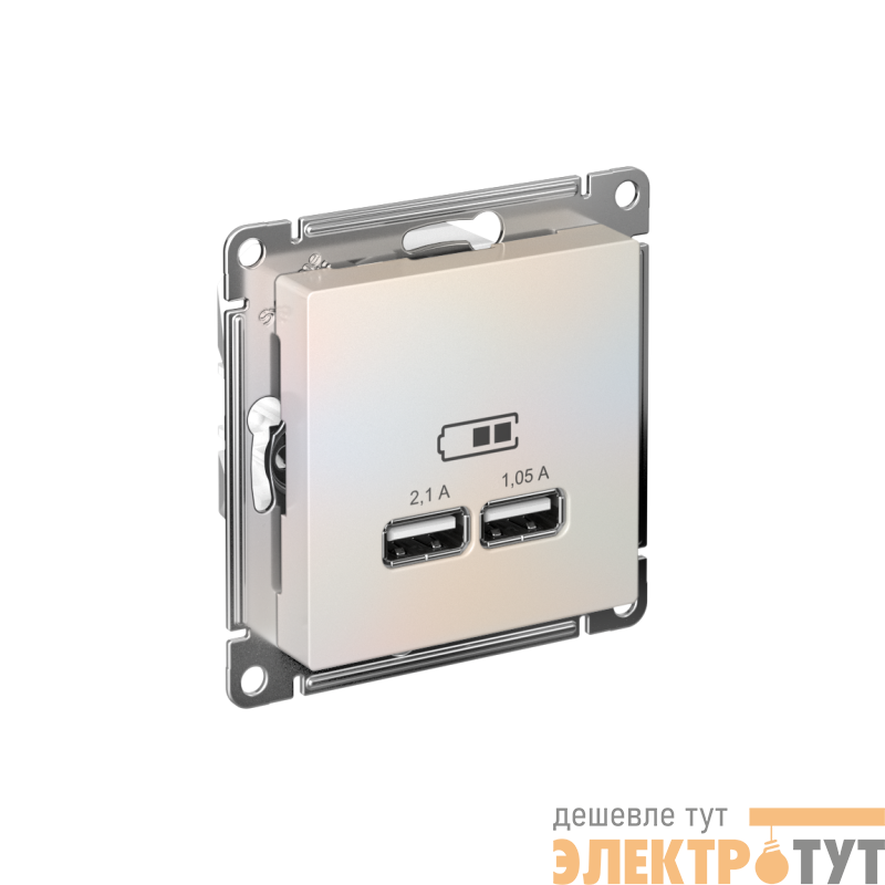Розетка USB AtlasDesign тип A+A 5В 1х2.1А 2х1.05А механизм жемчуж. SE ATN000433