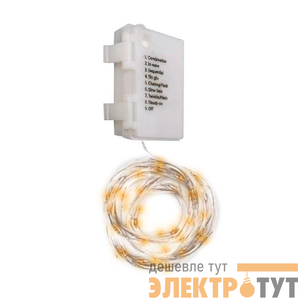 Гирлянда DC-G03-120Y 120microLED 12.1м 8реж. 3xAA (не в компл.) желт. ФАZА 5047792
