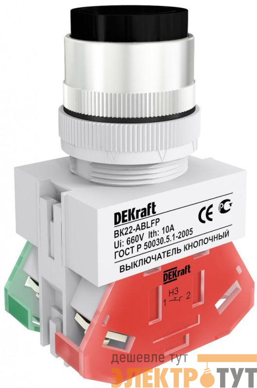 Выключатель кнопочный ABLFP ВК-22 d22мм 220В черн. DEKraft 25018DEK