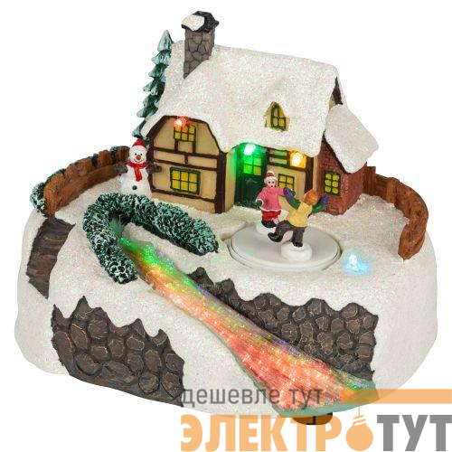 Фигура светодиодная новогодняя EFIS-S02 композиция Деревня мультиколор 3хАА 16х13х12см Эра Б0060481