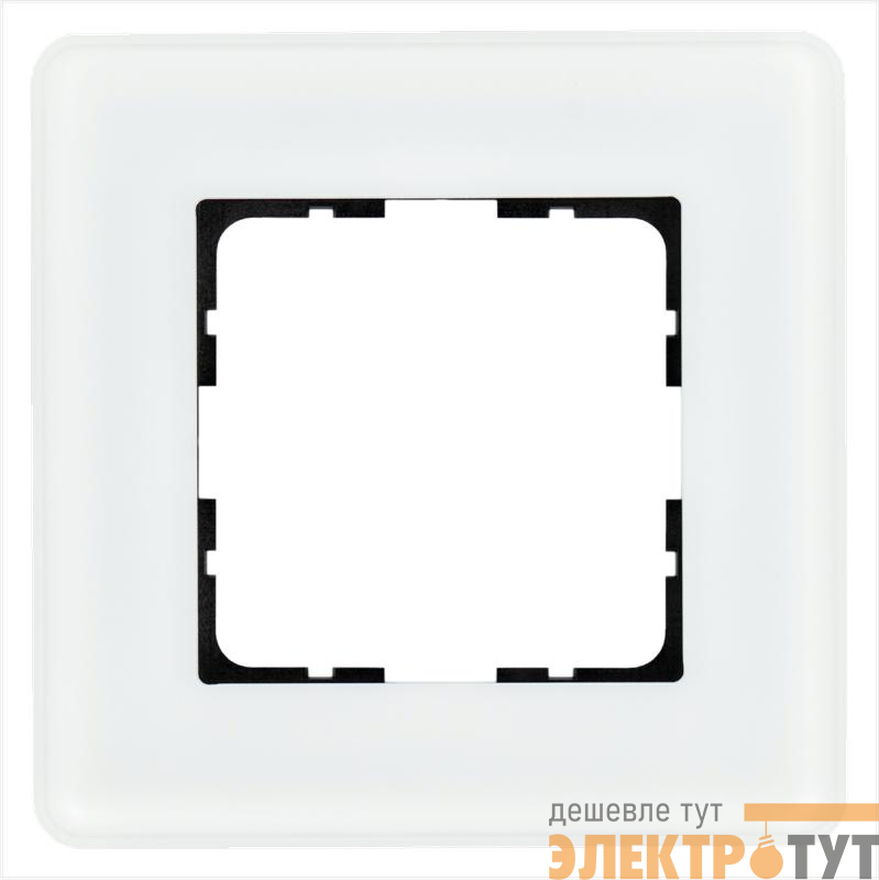 Рамка 1-м G-Glass закругленная стекло матов. бел. Jasmart G1001GW-RM