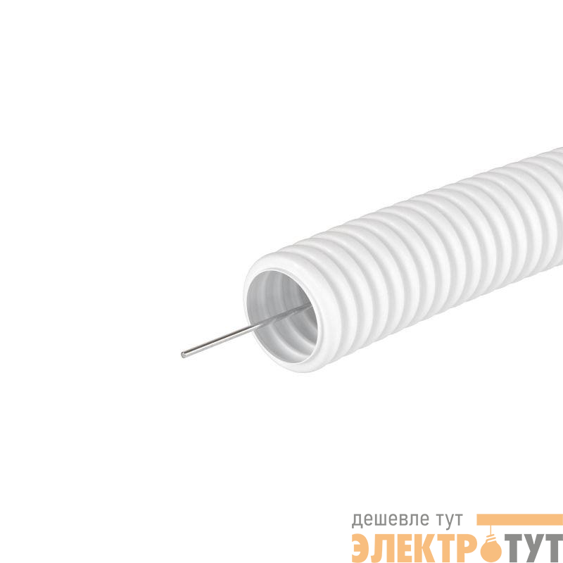 Труба гофрированная ПЛЛ гибкая d50мм с протяжкой безгалоген. (HF) ПВ-0 бел. (уп.15м) DKC 81850