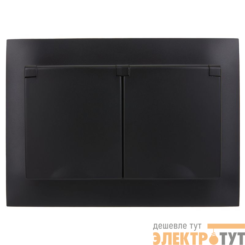 Розетка 2-м SKANDY 16А IP44 с крышкой в сборе SK-R12Bl черн. IEK SK-R26-16-44-K02-F