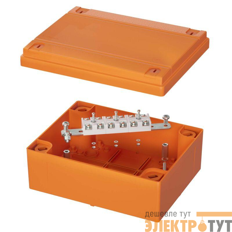Коробка ответвительная FS 240х190х90хмм 6р 450В 20А 10кв.мм нерж. контакт с гладкими стенками и клеммн. IP56 пластик. DKC FSK40610