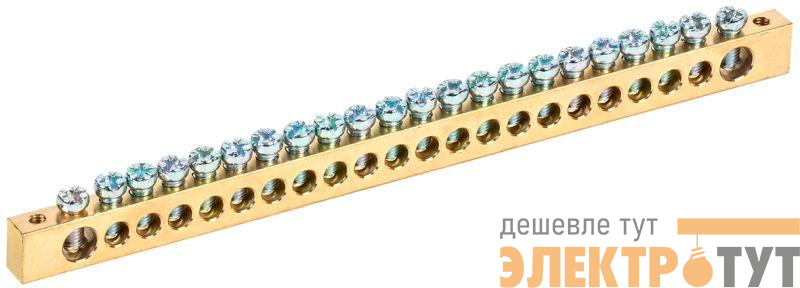 Шина PEN "земля-ноль" 8х12мм 22/2 (22группы/крепеж по краям) IEK YNN21-22-100