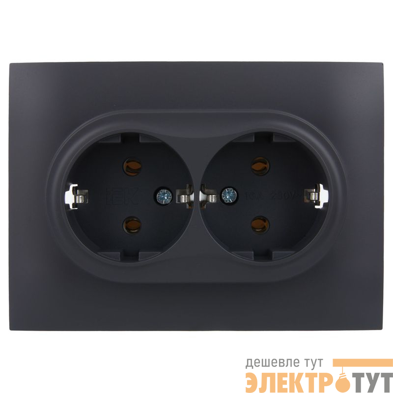 Розетка 2-м SKANDY 16А с заземл. без защ. шторок в сборе SK-R08T титан IEK SK-R21-16-K48-F
