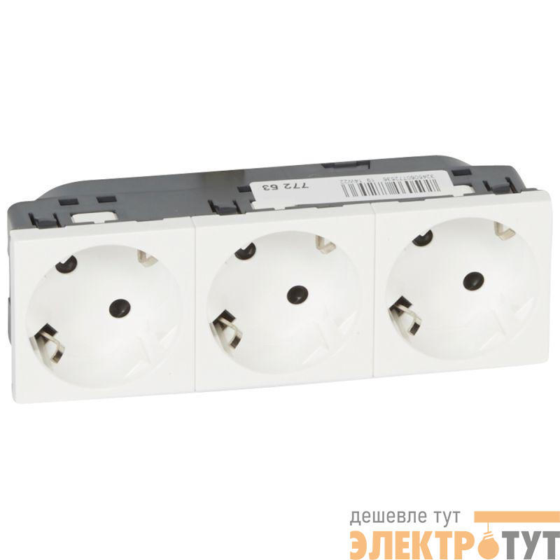 Розетка 3-м СП 6мод. Mosaic 16А IP40 45град. 3х2P+E с заземл. механизм бел. Leg 077253