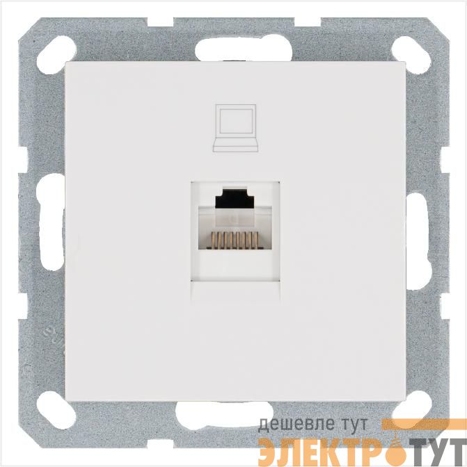 Розетка компьютерная 1-м RJ45 IP20 кат. 5E механизм бел. глянцевый Jasmart G6105W