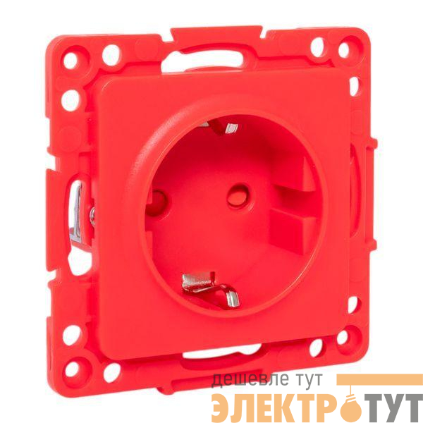Розетка 1-м СП Стокгольм 16А с заземл. защ. шторки винтов. клеммы механизм красн. EKF EYR16-028-30