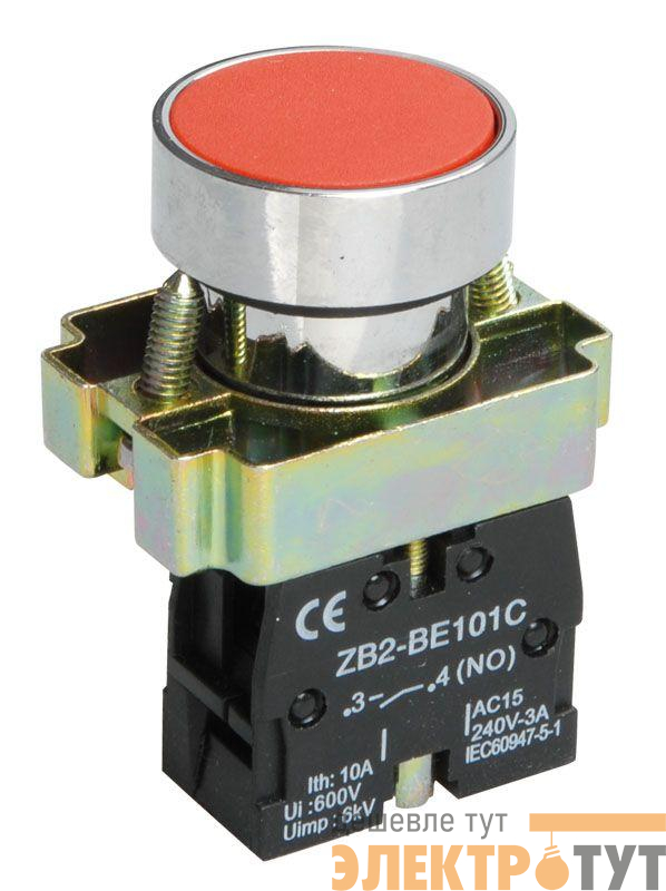 Кнопка LAY5-BA42 1НЗ без подсветки красн. IEK BBT61-BA-K04
