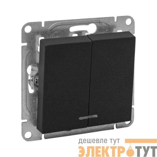 Выключатель 2-кл. СП Эпика с подсветкой механизм черн. EKF UP1-SWB-24
