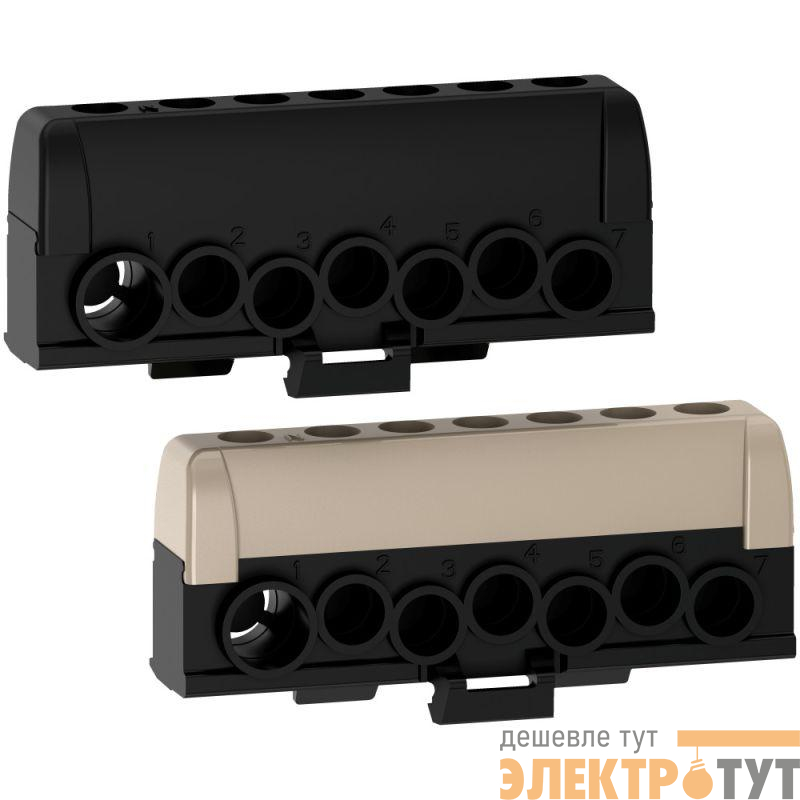 Шина P/P PRAGMA 1х35кв.мм И 6х16кв.мм винт. зажим черн./сер. до 125А SchE R9H13411P