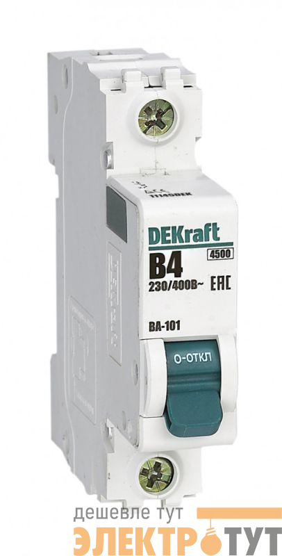 Выключатель автоматический модульный 1п B 4А 4.5кА ВА-101 DEKraft 11145DEK