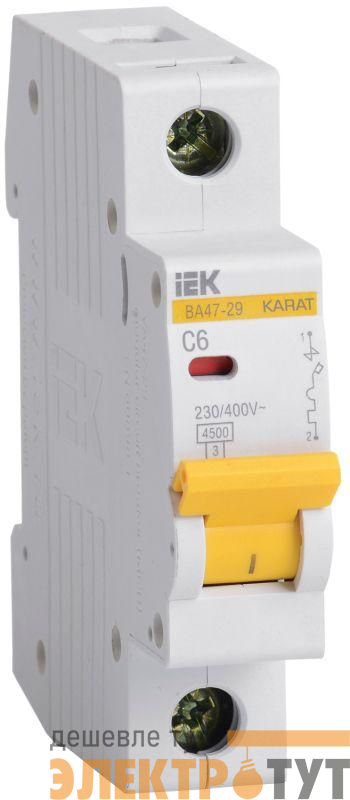 Выключатель автоматический модульный 1п C 6А 4.5кА ВА47-29 KARAT IEK MVA20-1-006-C