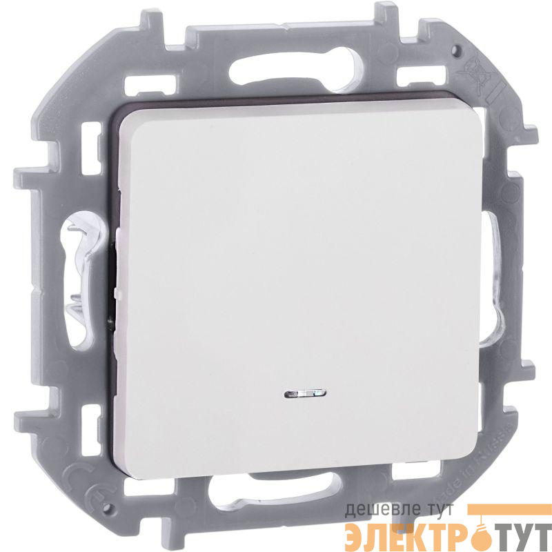 Переключатель 1-кл. Inspiria 10А IP20 250В 10AX с подсветкой/индикацией механизм бел. IEK 673660