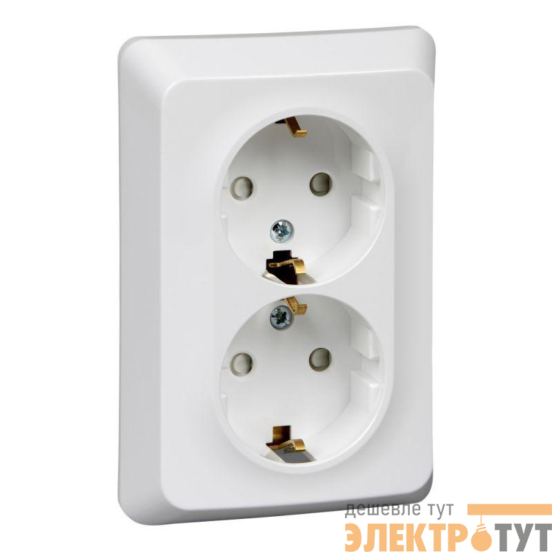 Розетка 2-м СП Этюд 16А IP20 250В с заземл. защ. шторки бел. SE PC16-108B