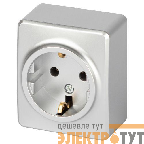 Розетка Эксперт 11-2203-03 2P+E Schuko IP20 16А-250В ОУ алюм. Эра Б0063020