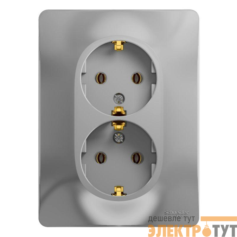 Розетка 2-м СП Glossa 16А IP20 с заземл. в сборе алюм. SE GSL000324