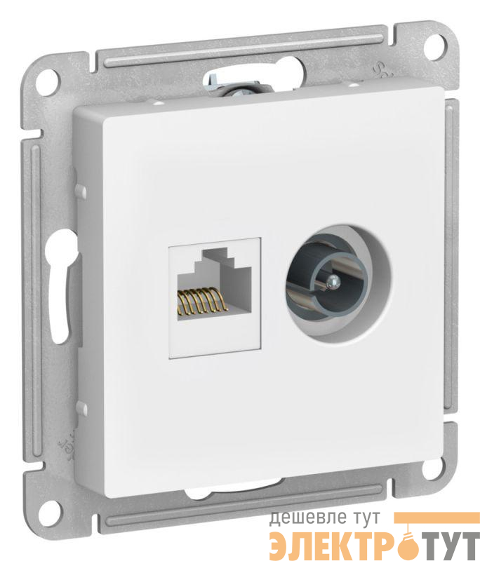 Розетка компьютерная + телевизионная 2-м AtlasDesign RJ45 кат.5E лотос SE ATN001389