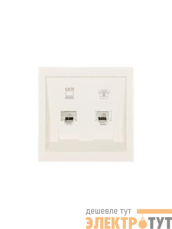 Розетка компьютер+телефон СП ZIMA IP20 с модулем Cat 6 слон. кость LEZARD 704-9088-144