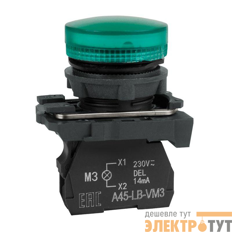 Лампа сигнальная OptiSignal D22 C5-L-M3 зел. пластик 230-240VAC XB5AVM3 КЭАЗ 332188