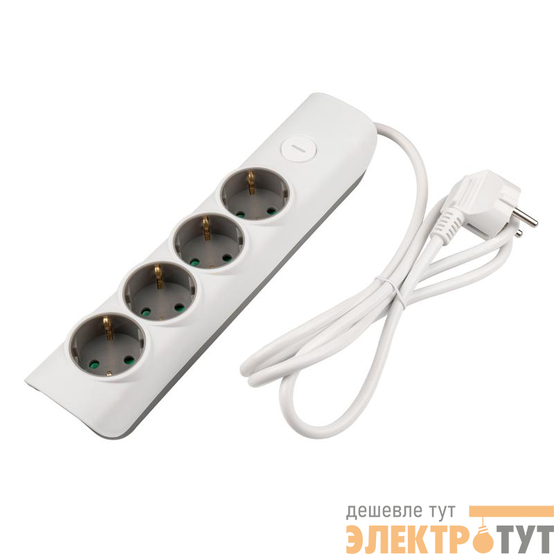 Удлинитель 4х1.4м с заземл. с выкл. бел. ET-04-140W JAZZway 5051799