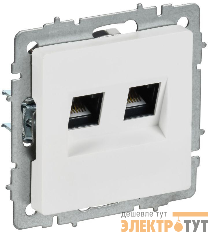 Розетка компьютерная 2-м СП BRITE РК11-2-БрАБ RJ45 кат.6 механизм арктич. бел. IEK BR-K20-2-K91