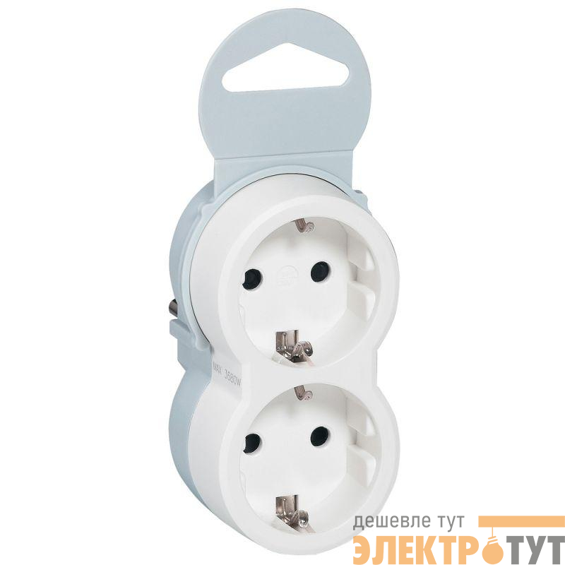 Блок розеток 2-м 16А Элиум 2х2P+E вертикал. подкл. с кронштейном для крепления к стене бел. Leg 050655