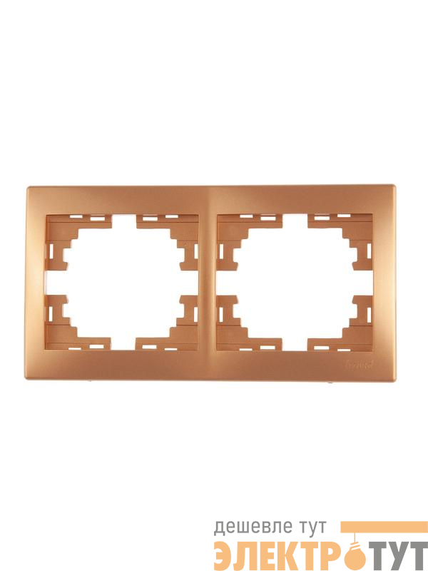 Рамка 2-м Mira горизонт. зол. метал. LEZARD 701-1300-147