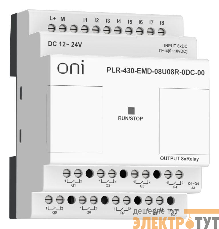 Модуль расширения входов выходов ПЛК 430 4 DI 4 UI (0-10В/DI) 8 RO 24В DC ONI PLR-430-EMD-08U08R-0DC-00