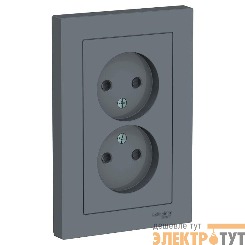 Розетка 2-м СП AtlasDesign 16А IP20 без заземл. защ. шторки в сборе грифель SE ATN000722