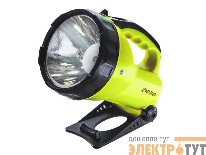 Фонарь-прожектор аккумуляторный AccuF6-L3W-gn SMD 3Вт IP20 2 режима: яркий/эконом аккум. 0.9А.ч индикатор зарядки; ремень зел. ФАZА 2853653