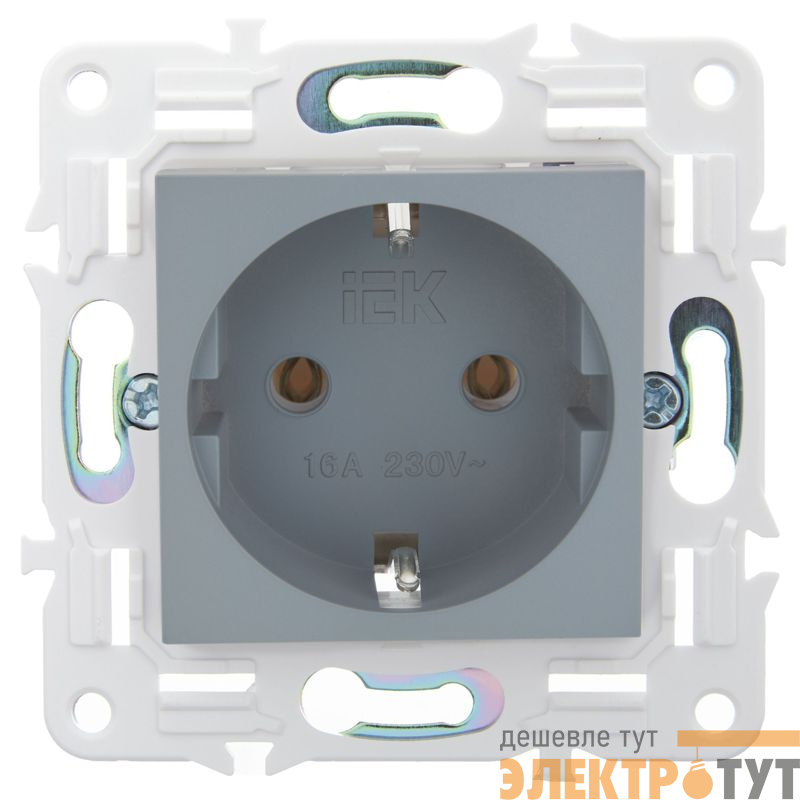 Розетка SKANDY 16А с заземл. без защ. шторок SK-R05Gr сер. IEK SK-R11-16-K03
