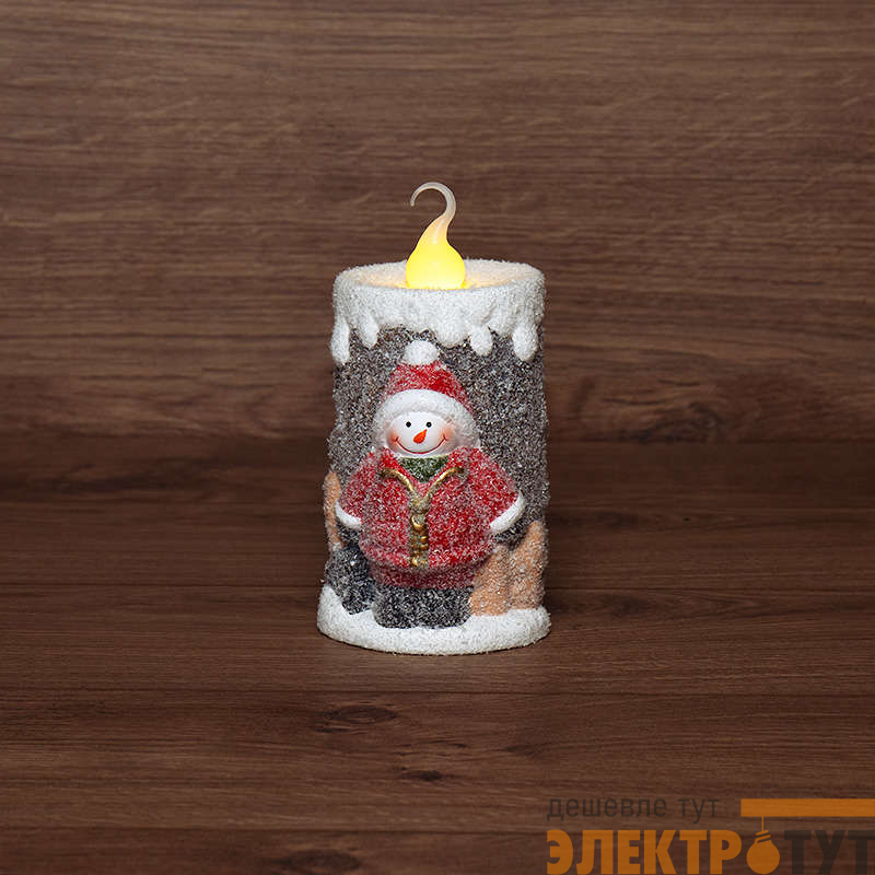 Фигура керамическая "Свечка со снеговиком" 10.5х9х17.6см NEON-NIGHT 505-016