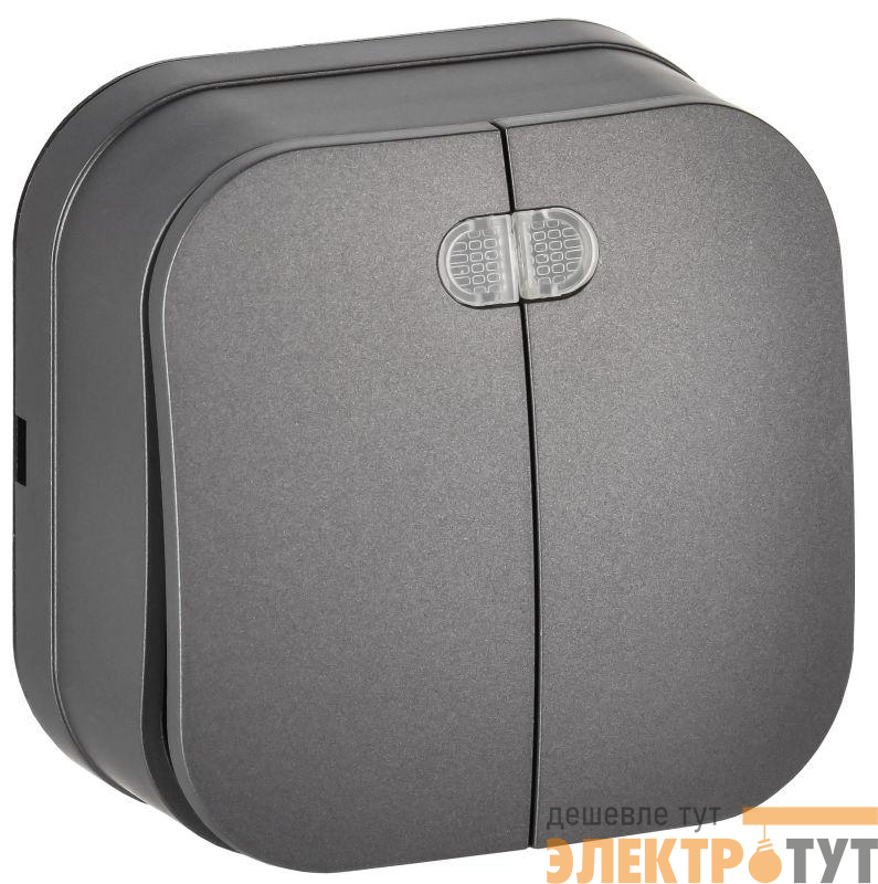 Выключатель 2-кл. ОП GLORY ВС20-2-1-ХСм 10А с индикацией сталь матов. IEK EVH21-K46M-10