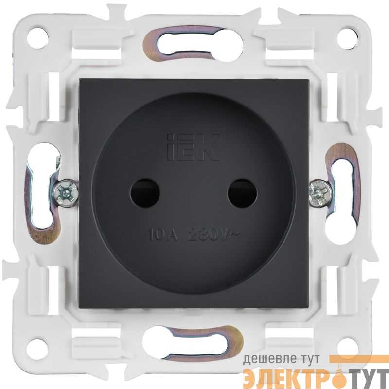 Розетка SKANDY 10А без заземл. защ. шторки SK-R01T титан IEK SK-R13-10-K48