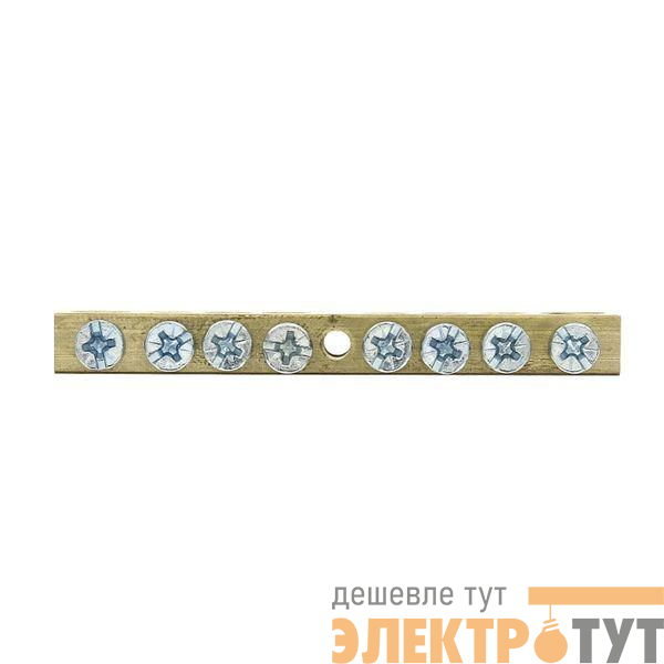 Шина PEN "ноль-земля" 8х12 8 отвер. латунь крепеж по краям PROxima EKF sn0-125-8-k